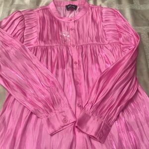 Gorgeous, shimmering, long sleeve, gathered and tucked blouse.